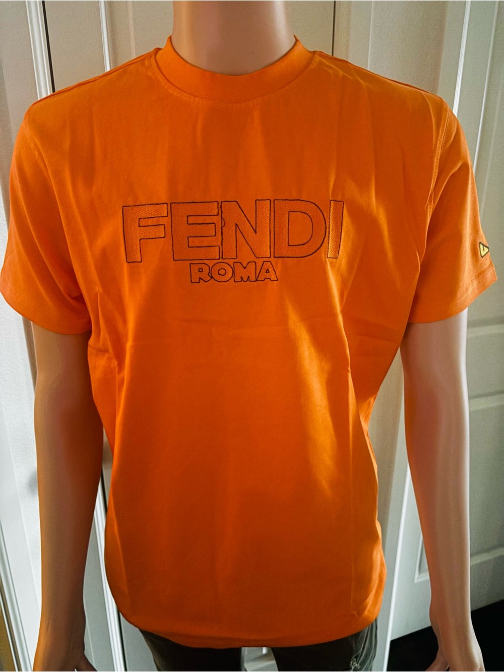 Fendi Orange Logo Crewneck T-Shirt